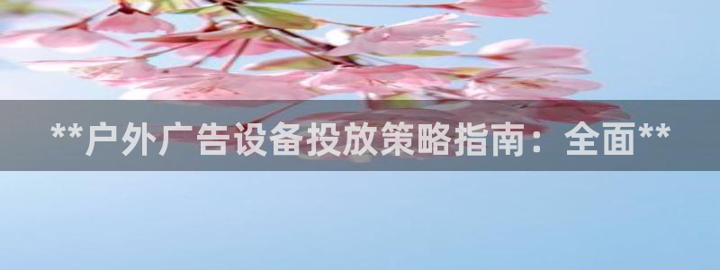 杏宇平台代理多少钱一次：**户外广告设备投放策略指南：全面**